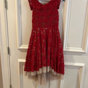 JoyFolie Hi Lo Red Lace Dress 14